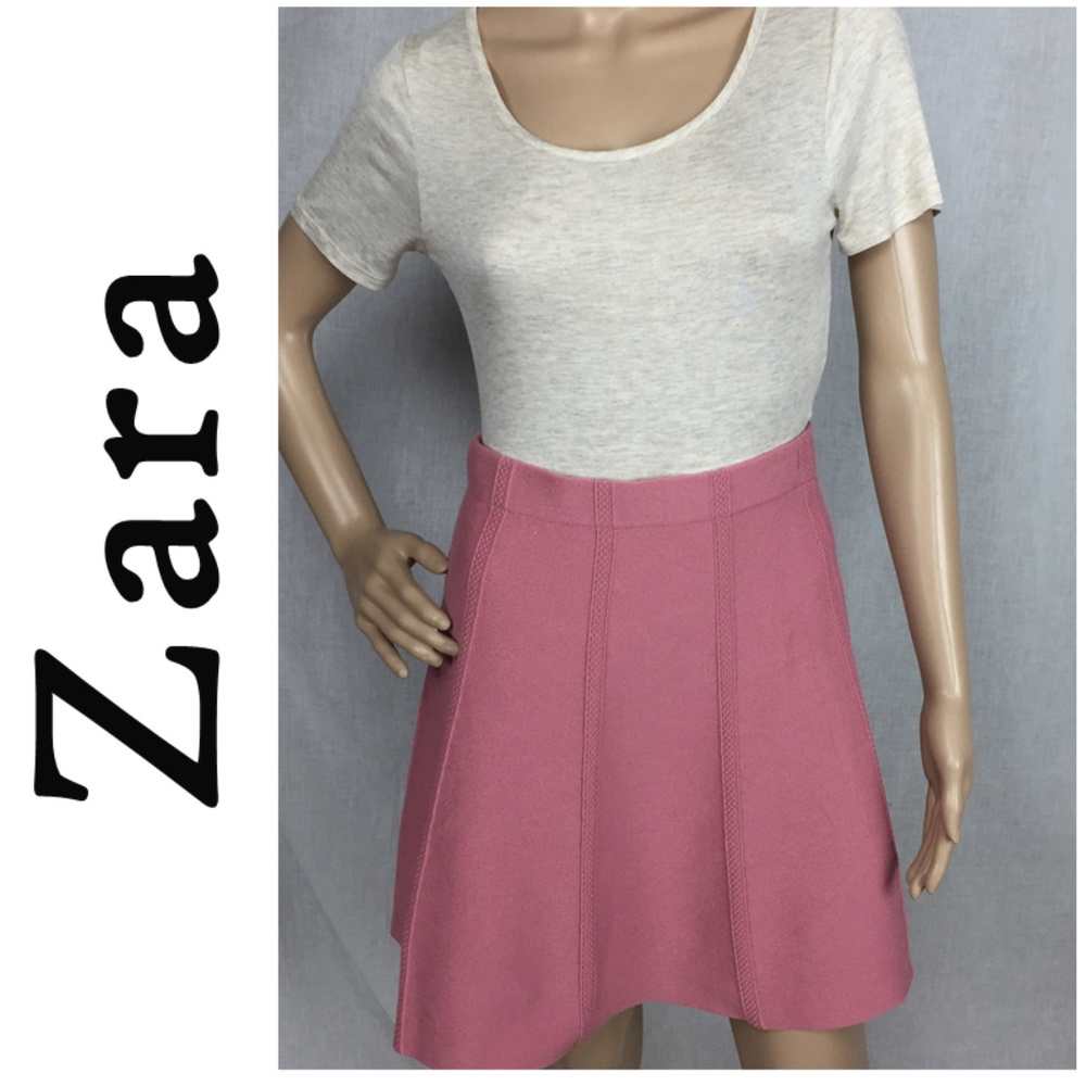 Zara Dark Pink Pull On Flare Mini Skirt Small S